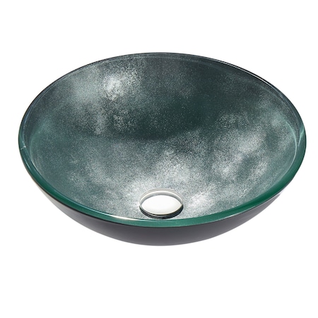 Anzzi Belissima Round Glass Vessel Bathroom Sink with Stellar Grey Finish LS-AZ917